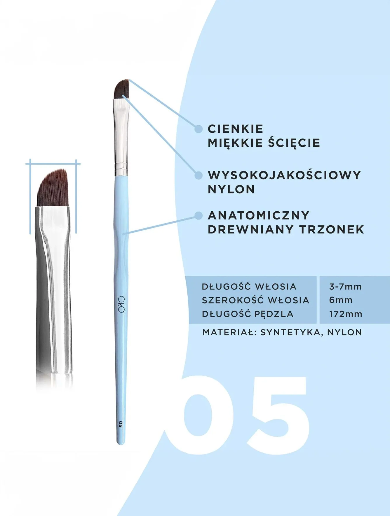 Pędzel OKO #5 ścięty średni do brwi